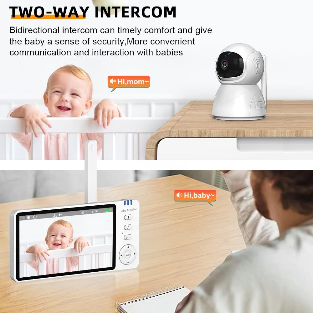 5 Inch HD Baby Monitor With Camera Two-Way Audio Electronic Babysitter Night Vision Nanny Video IPS Screen Baby Monitor
