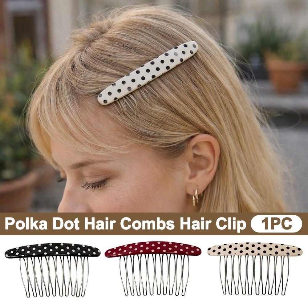 Polka Dot Comb Clip Non-Slip Bangs Hair Clip New Hair Side Combs  for Princess Hair Accessories