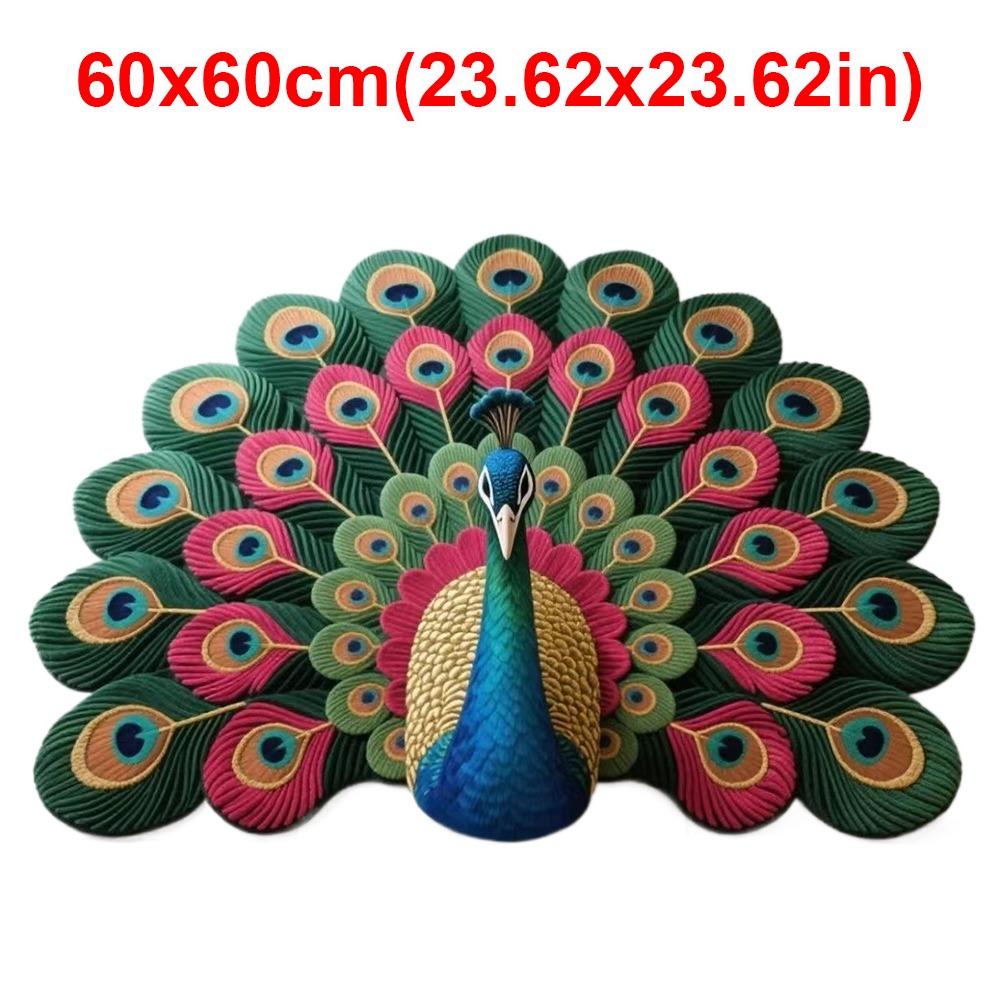 Soft Peacock Carpet Non-slip Bathroom Floor Mat Portable Blanket  for Living Room Tea Table Bedside