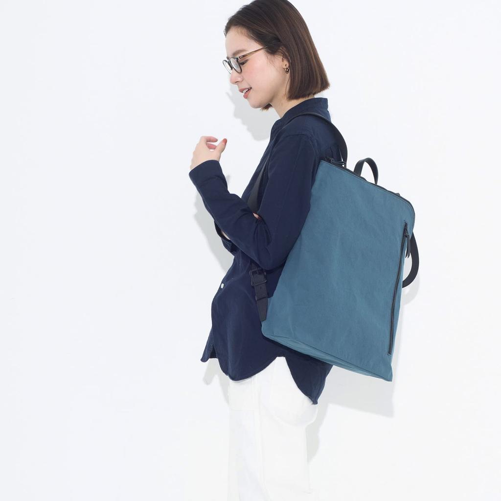 Root Japanese Backpack Habit Backpack Unisex Thin Lightweight Water Repellent A4 File PC Storage [Root] (Blue Gray)