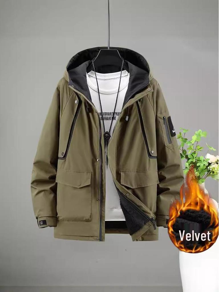Men's Plus Size Winter Velvet Workwear Jacket, Thick & Loose Fit for Trendy, Extra Fat Sizes