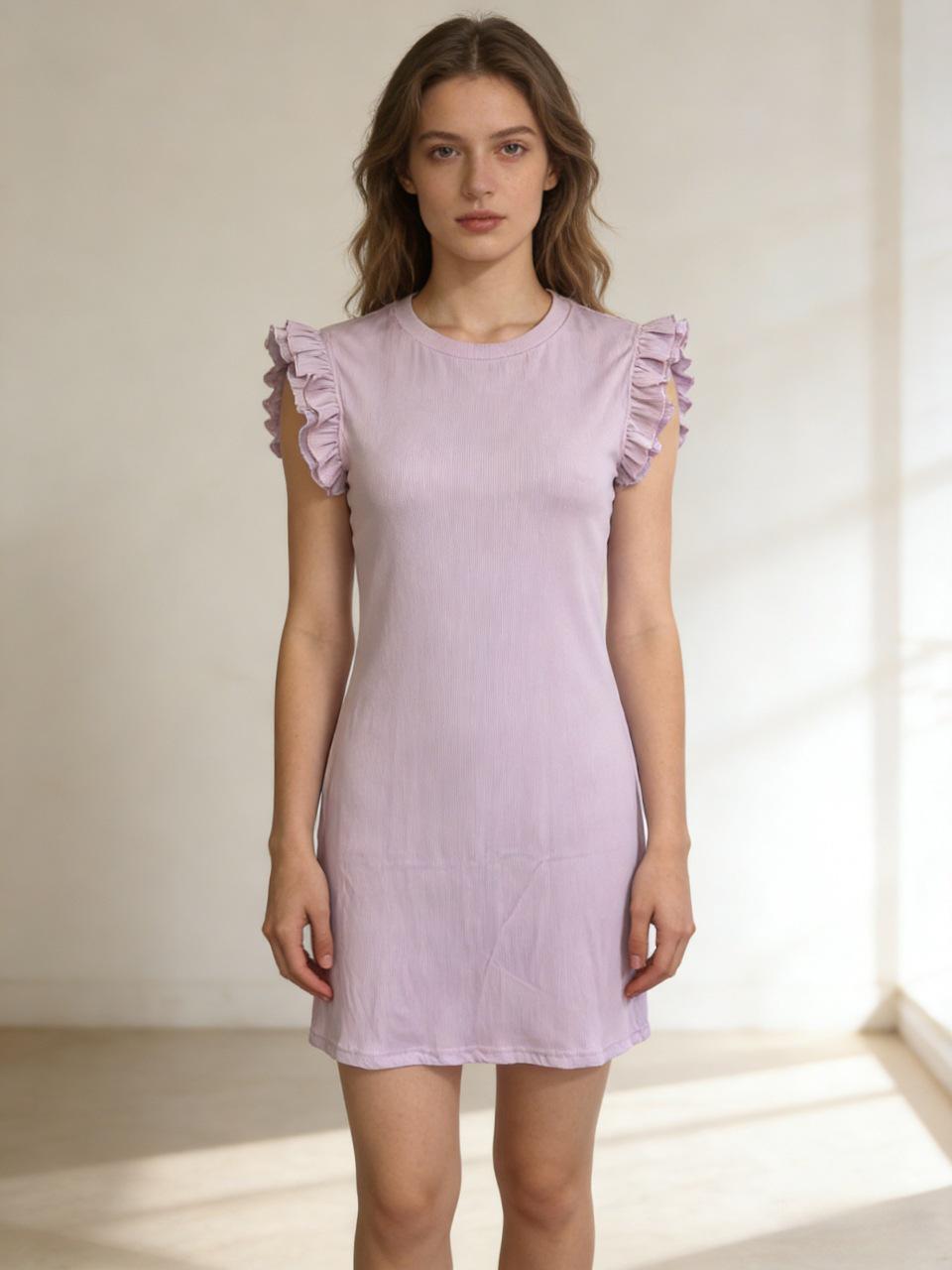 Elegant Sleeveless Ruffle Dress - Solid Color, Slim Fit, Versatile Fashion XXL