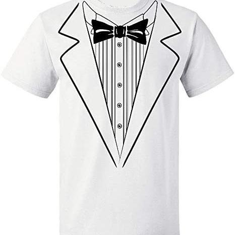 Men Funny Gentleman Fake Tuxedo Print Short Sleeve T Shirt
