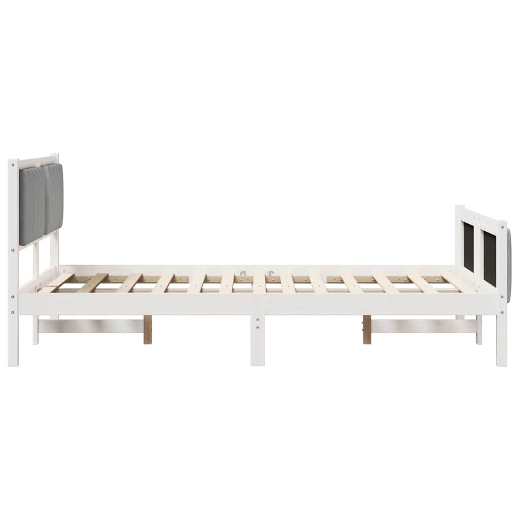 Bed Frame in White and Light Grey 120 x 200 cm Solid Pine Wood