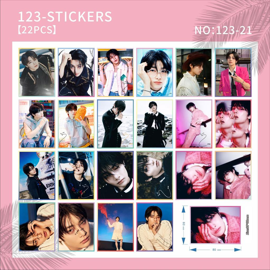 22Pcs Skzoo Square Creative Stickers Straykids Album Doit Peripheral Account Stickers Card Stickers Luggage Stickers