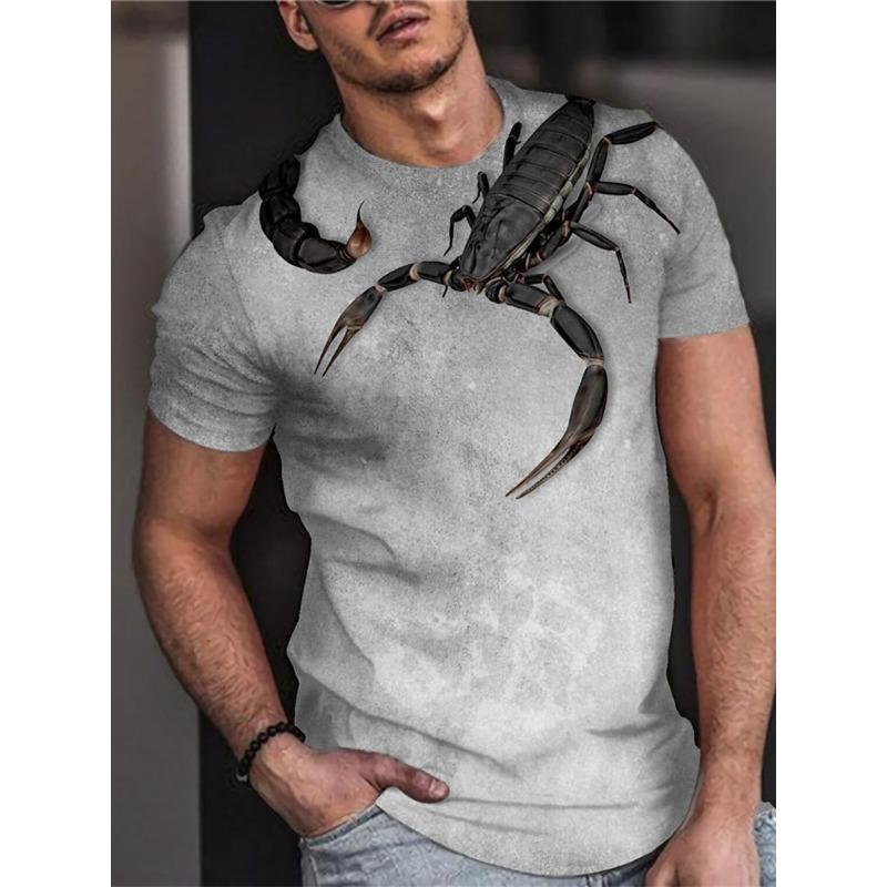 

Модная футболка с 3D-принтом скорпиона, летняя мужская футболка, уличный стиль Харадзюку, хип-хоп топы, мужская футболка с коротким рукавом 6XL