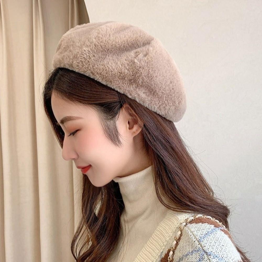 Keep Warm Women Berets Plush Octagonal Hat Elegant Painter Caps  Winter