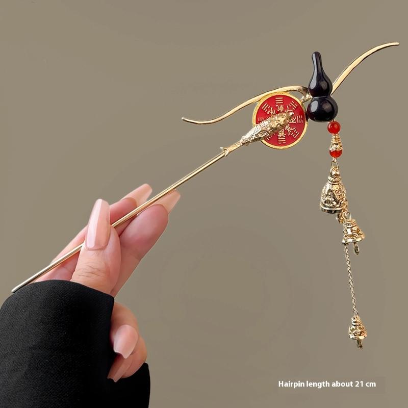 Chinese Style Gourd Tassel Hair Stick For Women Elegant Metal Chopsticks Hanfu Hairpin Ancient Style Hair Accessories