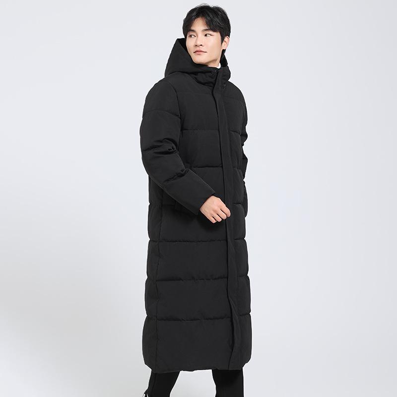2025 Men's Mid-Length Korean Fashion Cotton Jacket - Youth Style, Thick & Warm Long Outerwear