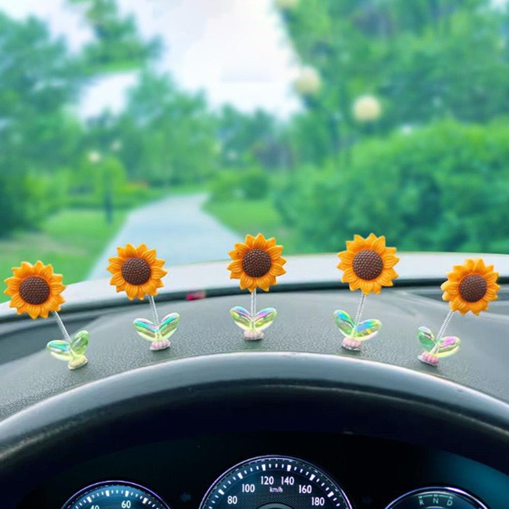 Sunflower Car Dashboard Decorations Cute Bobblehead Sunflower Car Dashboard Decor For Dashboard