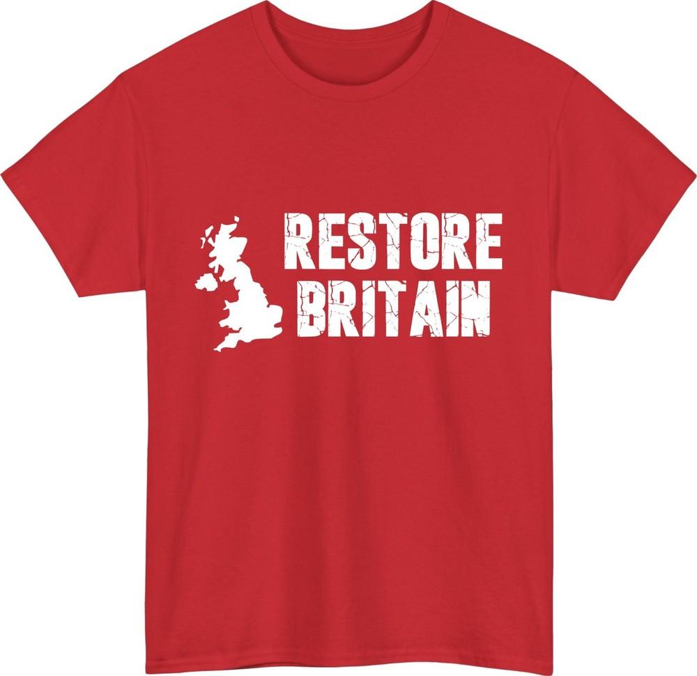 Restore britain tshirt patriotic retro uk map british statement party gift top S