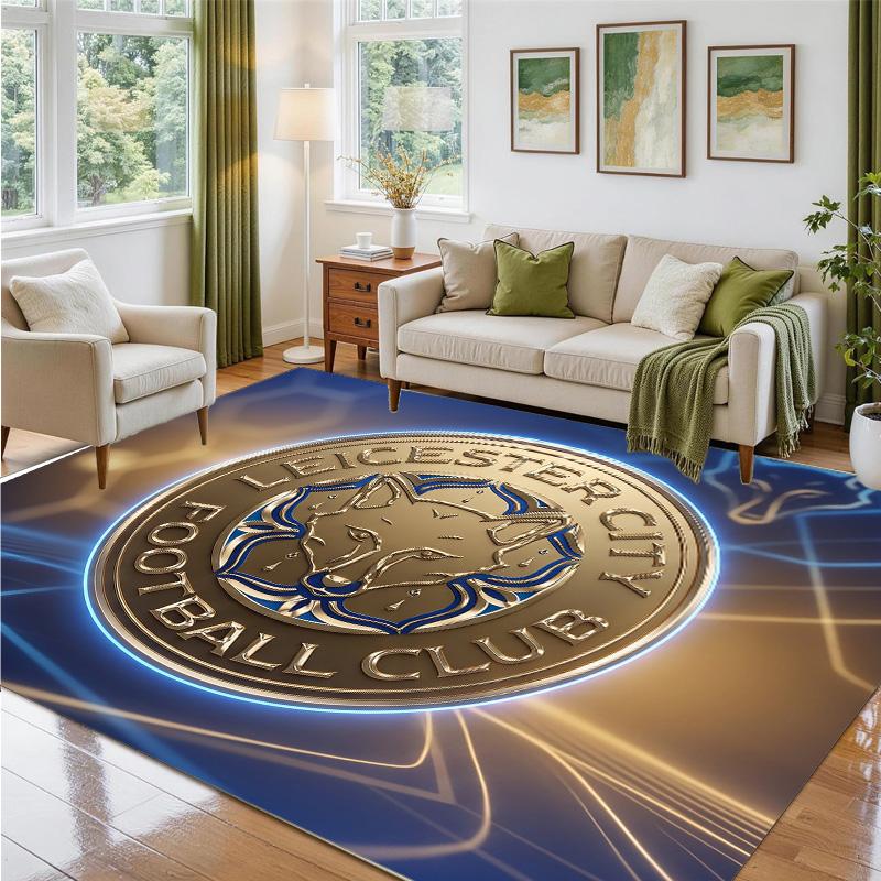 Leicester City Football Design Crystal Velvet Rug Soft Decorative Mat for Bedroom Entrance