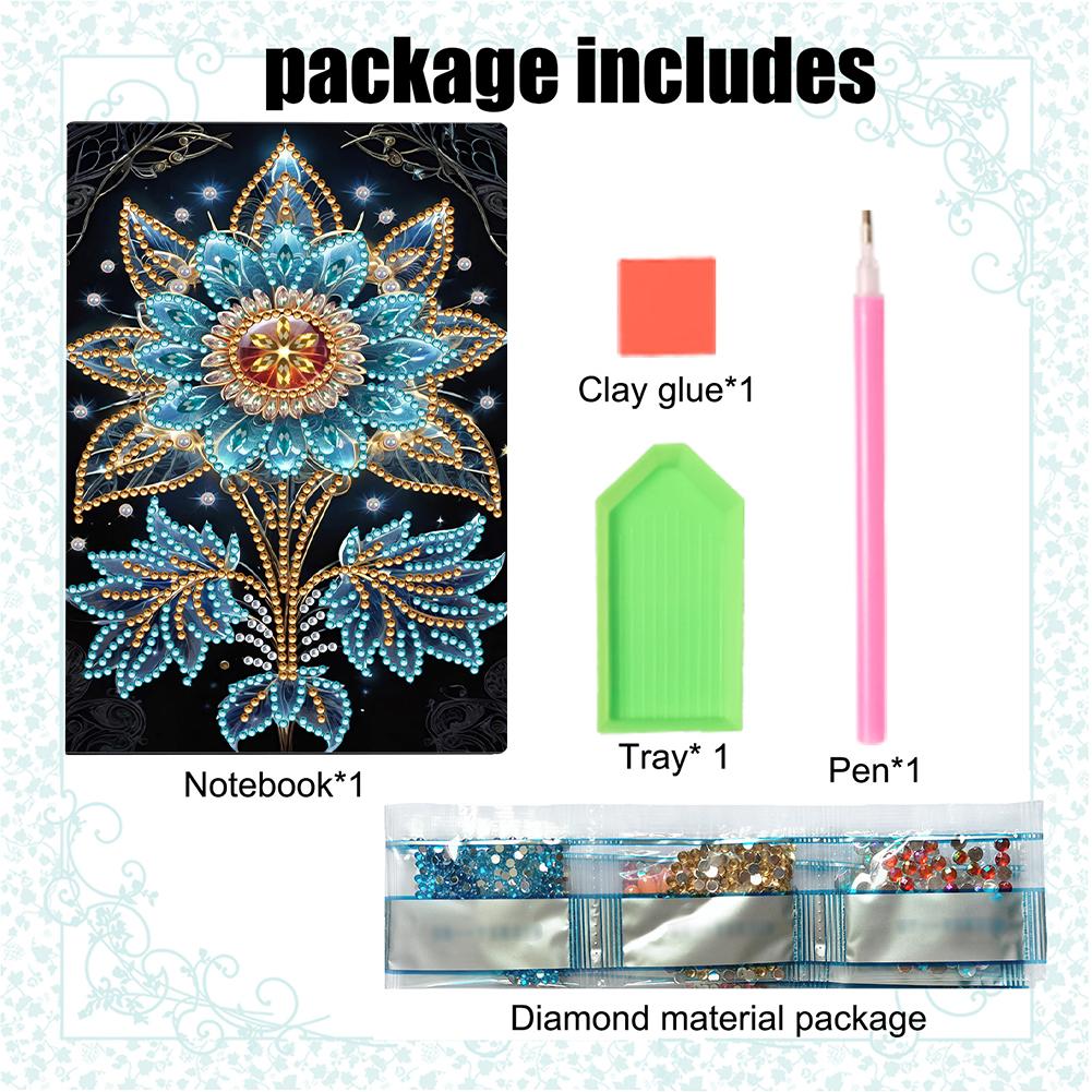 50 Pages A5 Special Shaped Beautiful Pattern 5D Diamond Painting Notebook 5D Diamond Drawing Book Art Birthdays Gifts for Teens