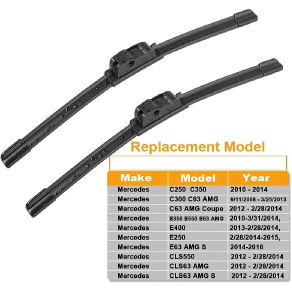 2 Wipers Replacement For Benz 2008-2014 W207 W212 W218 W204 Class C250 C300 C350 C63 AMG W218 C218 CLS550 CLS63 AMG Replacement Windshield Wiper