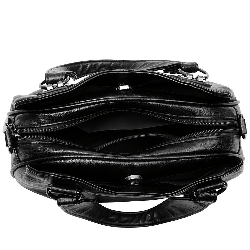 1Pc Women's Bag New Middle-aged Mother Handbag Fashionable Versatile Soft Leather Shoulder Messenger Bag Trendy Large Capacity Bag