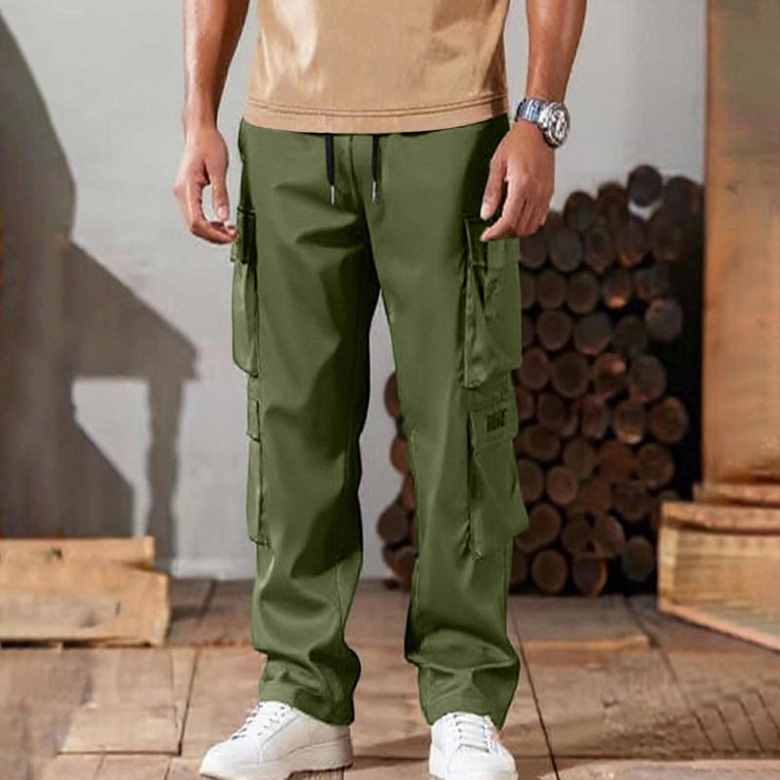 

Рабочие брюки для мужчин, Ретро тренд, Универсальные, Большого размера, Свободные рабочие брюки, Повседневные брюки прямого кроя XL зелёный