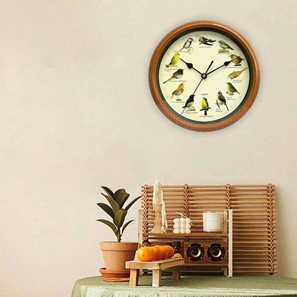 Round Wall Clock Minimalist Wall Hanging Clock Housewarming Gift Birdsong Alarm Clock Office