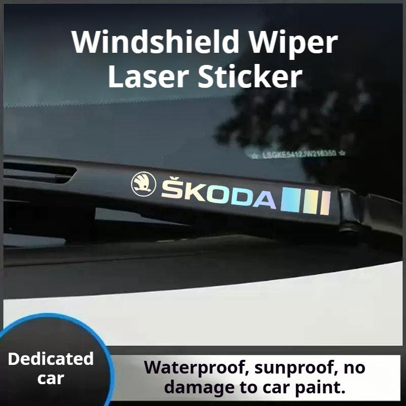 AAAJI1 4 Car Stickers, Window Wiper Decorative Stickers, Laser Waterproof, Suitable for Skoda Octavia Superb Rapid Kodiaya Kroya Fabia