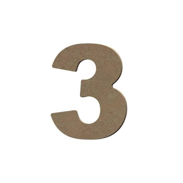 Chiffre 3 en bois MDF à décorer - Support personnalisable - 8 cm