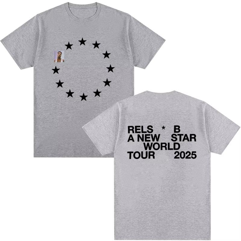 Rels B A New Star World Tour 2025 Merch Tshirt Unisexs Women Clothing Hip Hop Tshirts Summer Cotton Harajuku T Shirts Streetwear