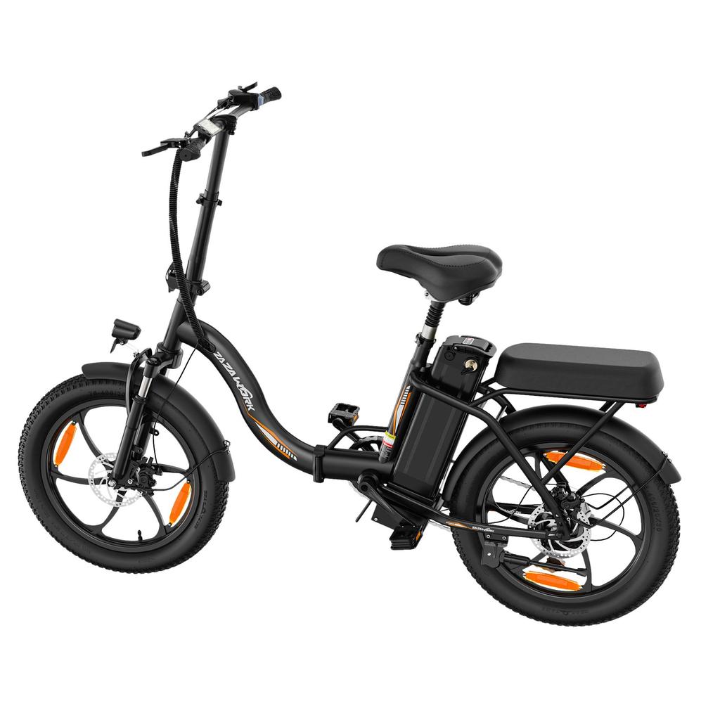 ZAZAWORK C16 City Folding Electric Bicycle 250W Motor 20 Inch Fat Tires 120Kg Load Outdoor Ride E-Bike With Tow Seat