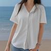 Sommer Kurzarmhemd für Damen, Lockerer Japanischer Stil Vielseitig, Hängendes Professionelles Temperament Formelles Oberteil
