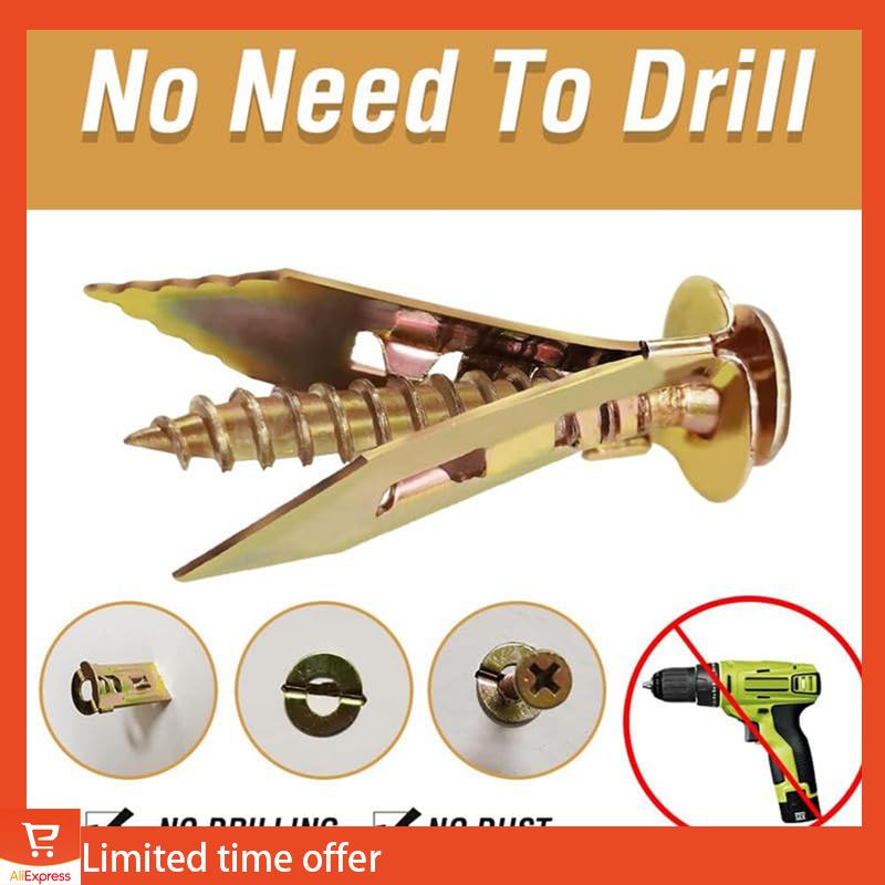 Fresh 100PCS Upgraded Self-Drilling Anchors Screws, Drywall Anchors And Screws Kit, Easy Application No Drill Or Holes In Wall