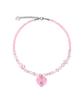 Vvv Pink Ribbon Heart Mix Bead Necklace