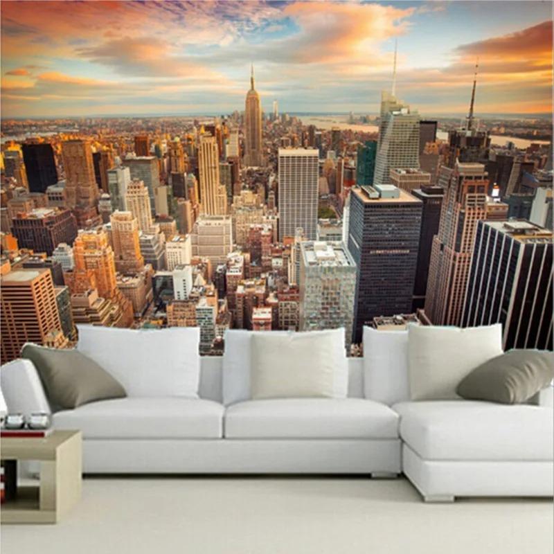 Modern 3d Mural Backdrop City New York Landscape Wallpapers Living Room Sofa Background Wall Murals Home Decor