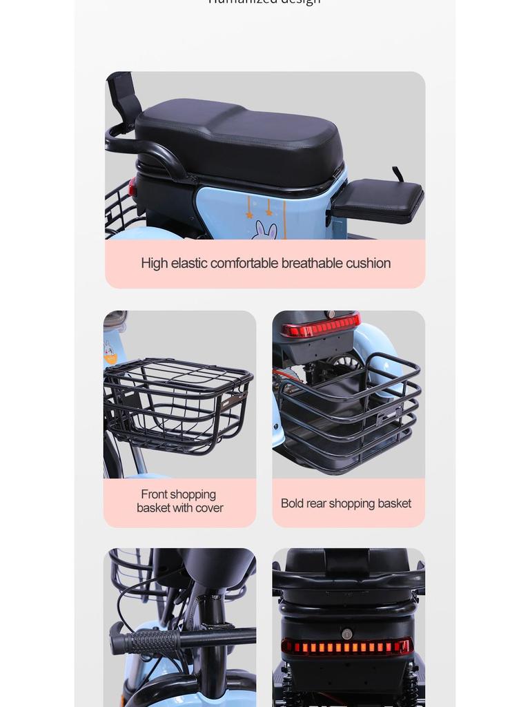 High Capacity 600 Jin Customizable Color Household Electric Passenger Tricycle for Commuting