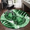 Monstera Blatt Runder Teppich, Kristallfleece Polyester, Rutschfest, für Wohnzimmer/Stuhlbereich