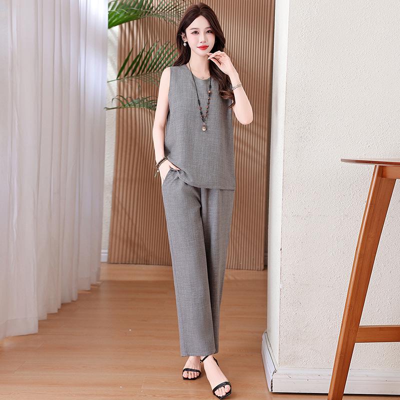Sleeveless Wide-Leg Pants Set: Flattering, Loose Fit for Outdoor & Loungewear Comfort