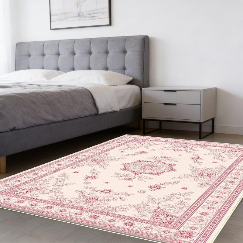 Elegant Distressed Pattern Large Floor Mat Soft Tone Decorative Carpet For Dining Room Study And Cozy Farmhouse Accent