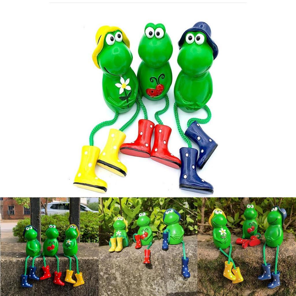 Charming Frog Ornaments For Outdoor Garden And Flowerpot Decoration Set Of Three