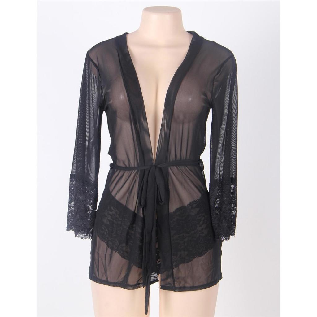 Ladysta Red δίχτυ Ριγέ Πάνω από το Γόνατο Babydoll Νυχτικό Ελεύθερο Μέγεθος (SML)