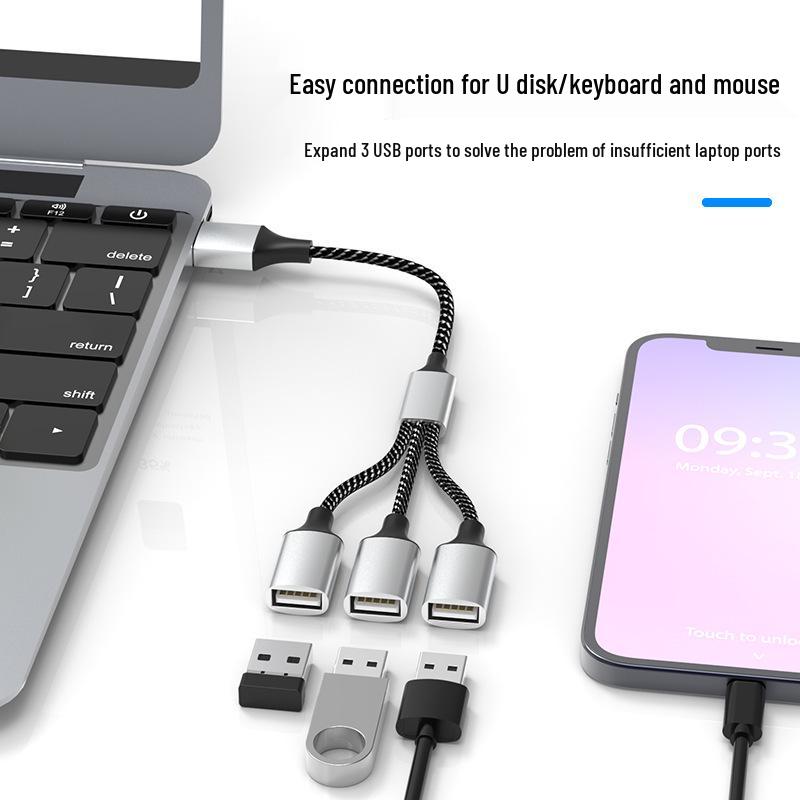 Type-C USB Extender & Charger Adapter: One-to-Four Multi-Function Dock