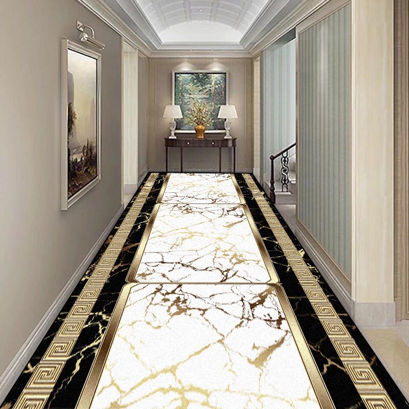 European Style Luxury Long Corridor Carpet Hotel Runners Passageway Lint-free Rug Decoration Stairs Entrance Non-slip Floor Mats