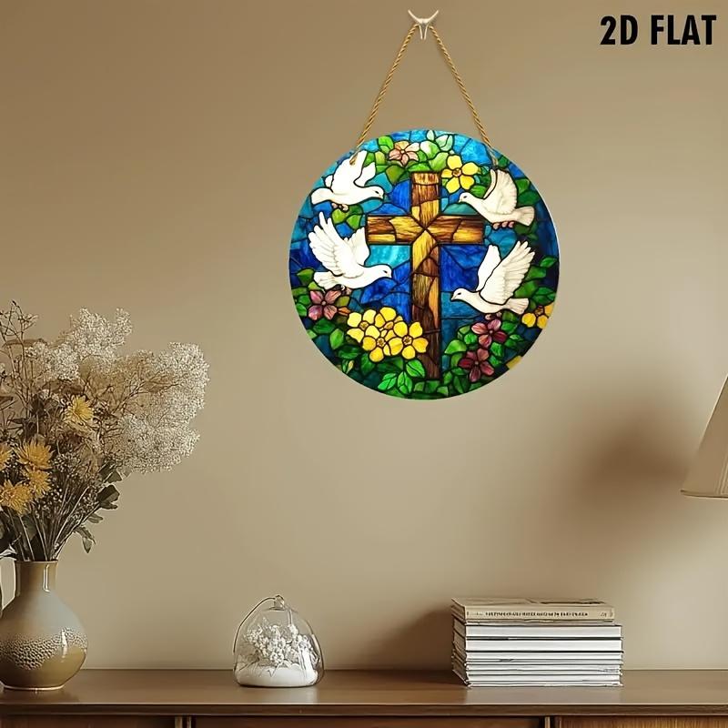 2D Flat Acrylic Pigeon Flower Design, Indoor and Outdoor Decoration - No Battery/electricity Required, Free Day Decoration, Shop Decoration, Durable