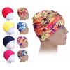 Turban Swim Cap Flowers Printed High Elastic Swimming Cap Swim Pool Hat Diving Hat Swimming Hat