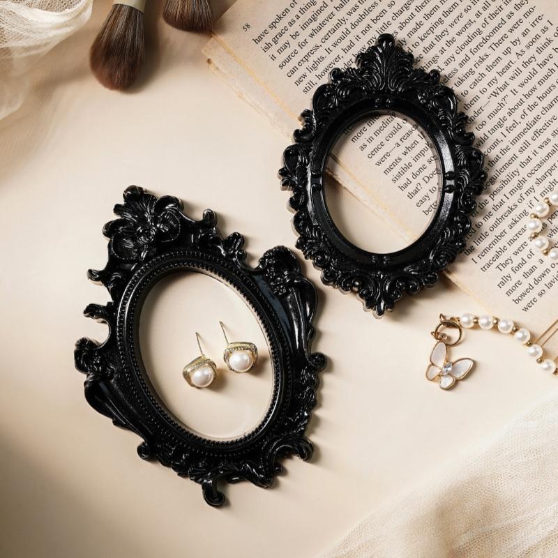 1Pcs European-Style Resin Material Black-Edged Prop Photo Frame, Diy Wall Decoration, Suitable For Shooting Props