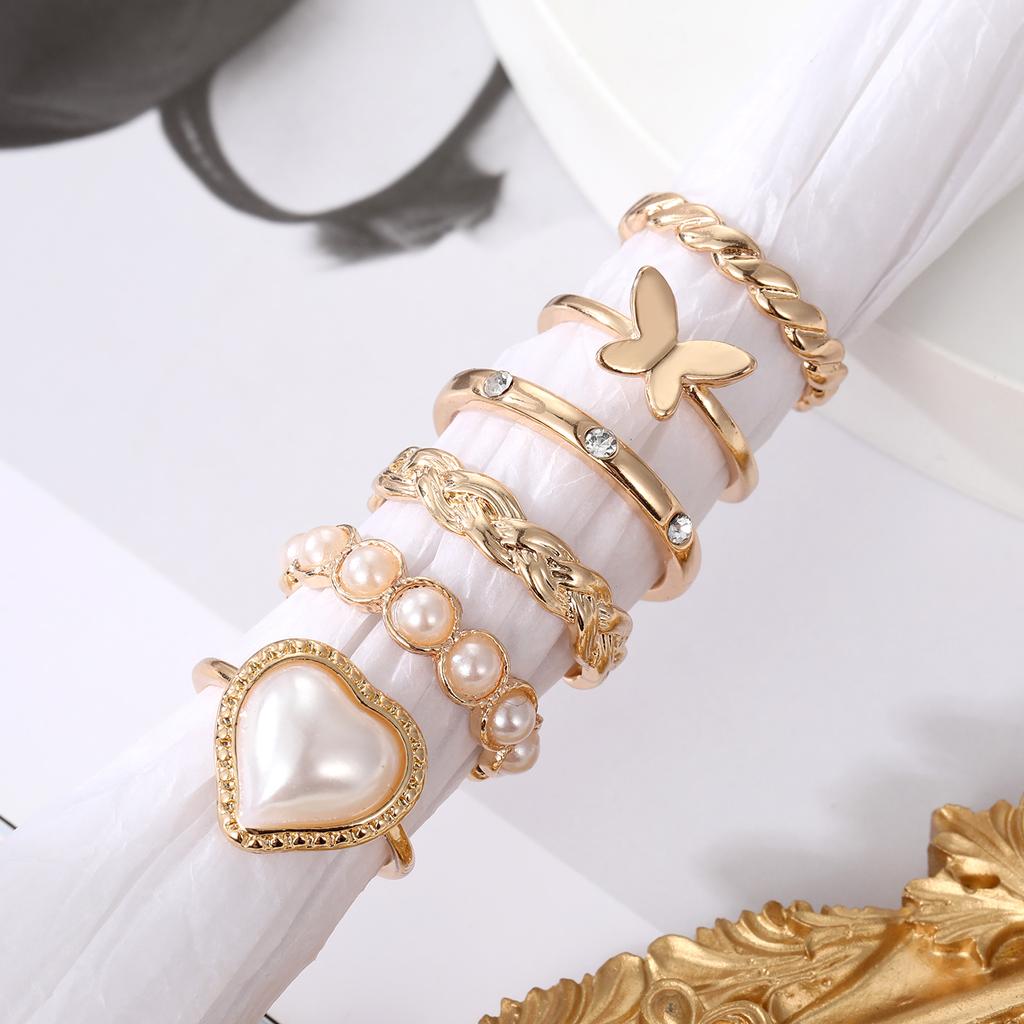 Ensemble de bagues de luxe et élégantes pour femmes, bijoux de fête populaires dans la rue