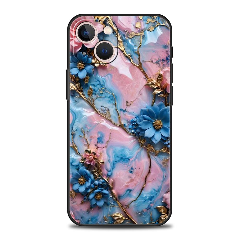

Роскошный мягкий чехол из ТПУ для iPhone 17 Air 16E 16 11 15 14 Pro MAX 12 13 7 8 Plus X XR XS SE 2022 Чехол Цветок Мрамор iPhone 11