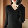 Women Autumn Winter Sweaters  V-neck Cashmere Sweater Elegant Knitted Pullover Tops