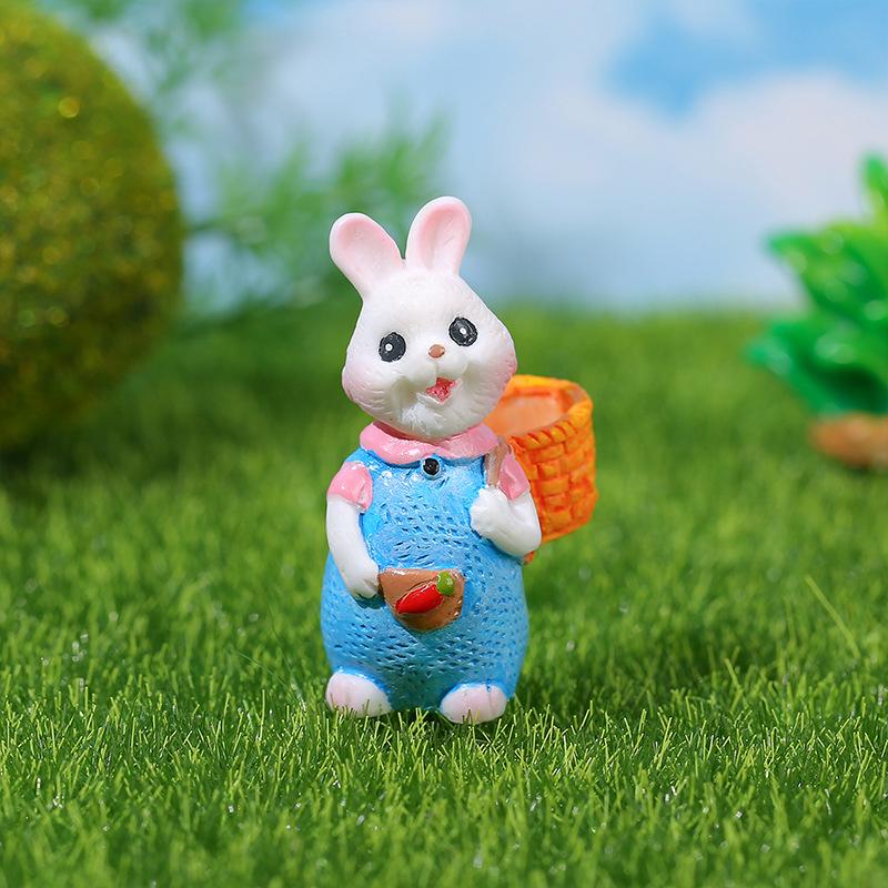 Мультяшная цветочная корзина кролик микроландшафтные фигурки настольные украшения — фото 9