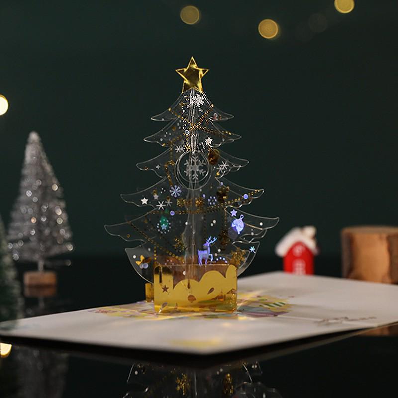 3D Christmas Tree Greeting Card for New Year - Festive Blessings for Friends