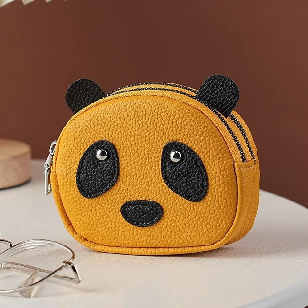 Creative Double Layer Coin Purse Portable Multifunctional Mini Card Holder Zipper Panda Shape Zipper Wallet