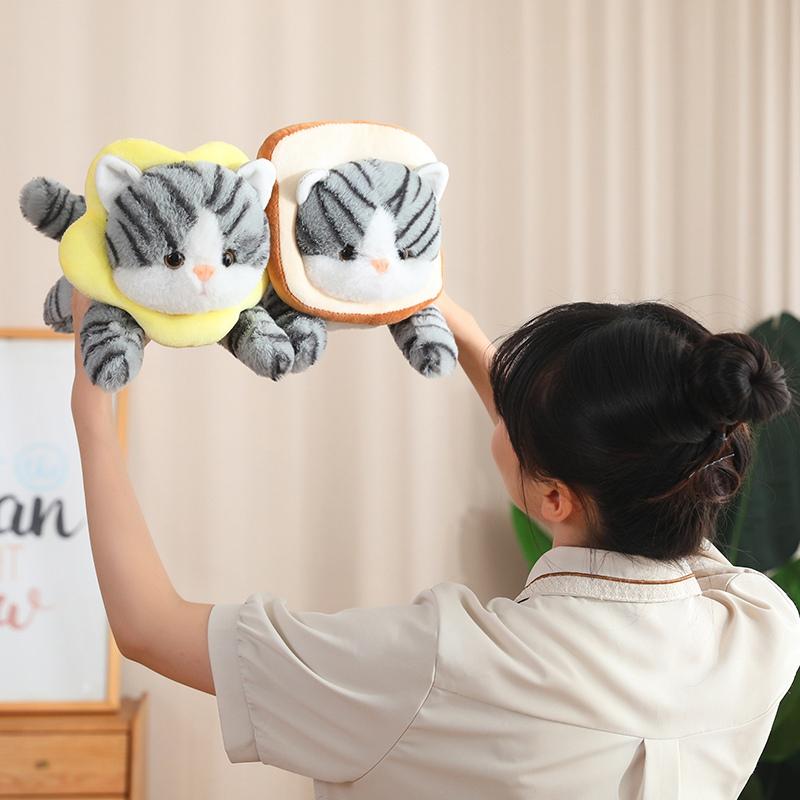 Kawaii Cat Plush Toys Lovely Kitty Turn To Flower Bread Toast Taiyaki Lion Dolls Stuffed Soft Pillow Great Birthday Gift