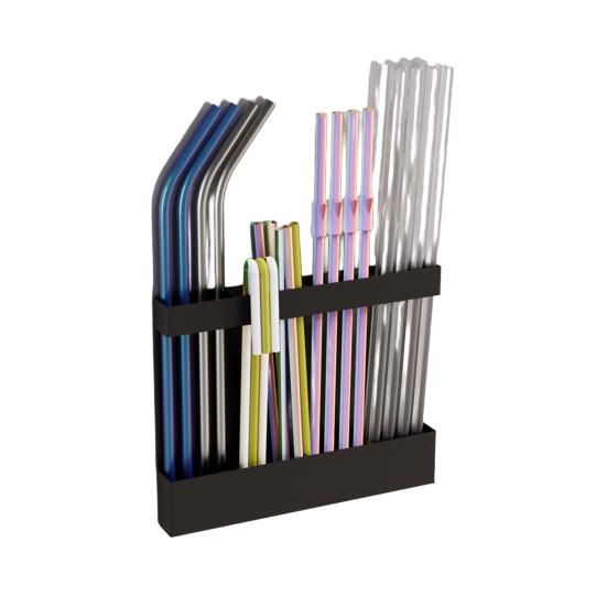 Magnetic Straw Holder Reusable Tumbler Straws Storage Dispenser Large Capacity Easy to Install Space-Saving Straw Organizer