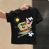 SpongeBob SquarePants childrens cotton shortsleeved boys sports shirt girls casual top with cartoon print summer Tshirt