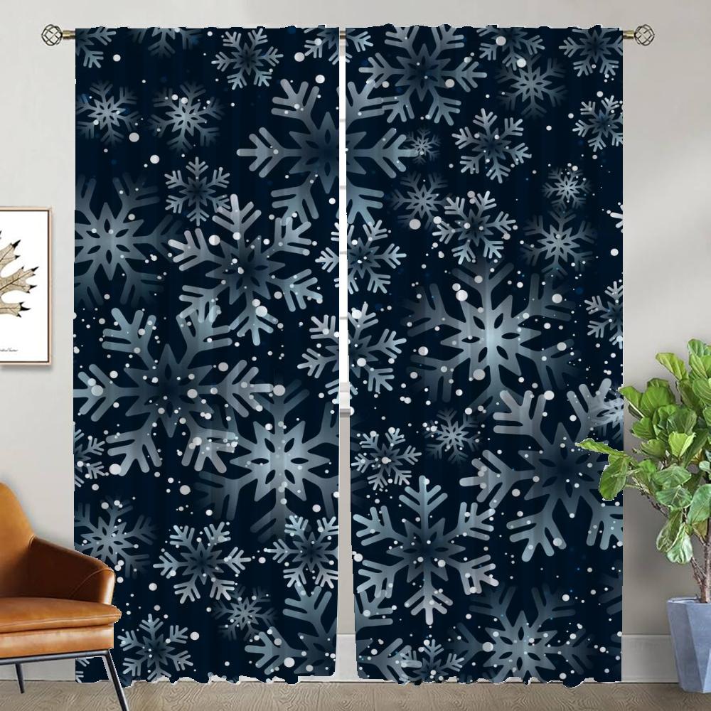 

Cartoon Snowflake Curtains Child Room Curtains for Bedroom Partition Window Curtain Halloween Decoration Shades Living Kitchen W50xH70cmx2pcs-CL